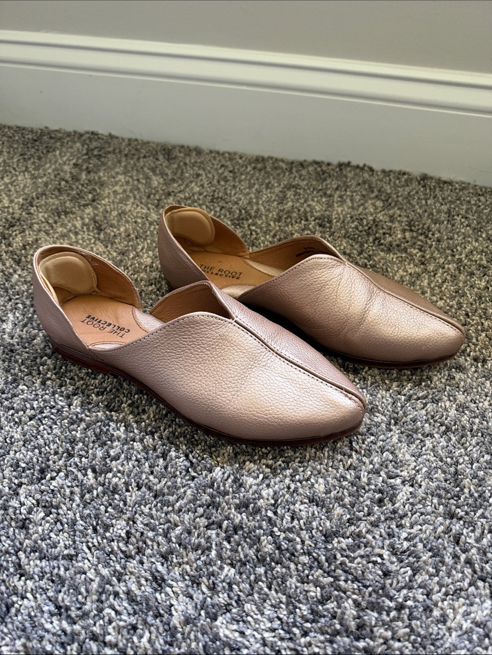 The Root Collective Faith Flat- Rose Gold Leather
